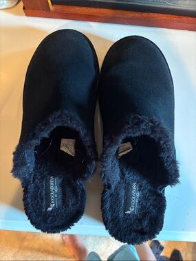 UGG Black Fleece-Lined Slip-On Slippers